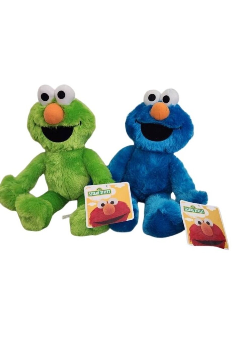 Lot of 2 Sesame Street Cookie Monster Plush 12" Blue & Rare Neon Lime Green NWT
